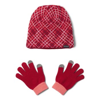 Dívčí Kšiltovky Columbia Hat and Glove Set II Vínové EJWQAM843